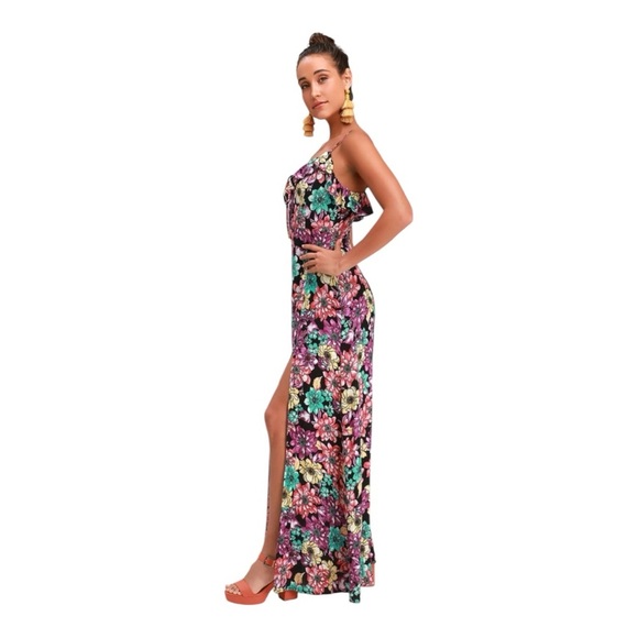 Lulu’s Dynah Black Floral Print Sleeveless Maxi Dress Small - Picture 16 of 17